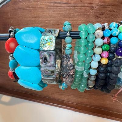 Big Lot Bracelets - Gem Stones, Coral, Mother of Pearl, Turquoise