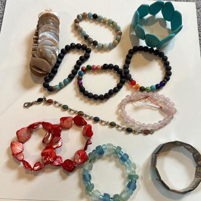 Big Lot Bracelets - Gem Stones, Coral, Mother of Pearl, Turquoise