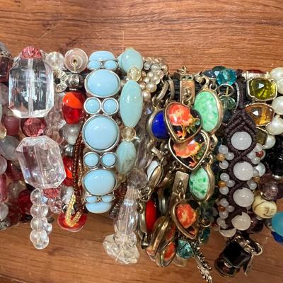 Big Lot Bracelets - Beads, Cloisonne, Glass, Crystal
