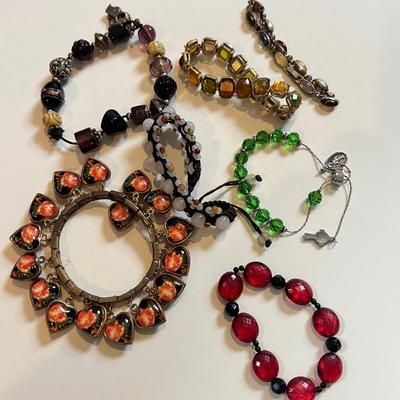 Big Lot Bracelets - Beads, Cloisonne, Glass, Crystal