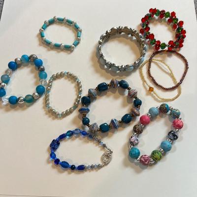 Big Lot Bracelets - Beads, Cloisonne, Glass, Crystal