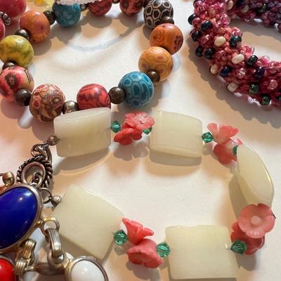 Big Lot Bracelets - Beads, Cloisonne, Glass, Crystal