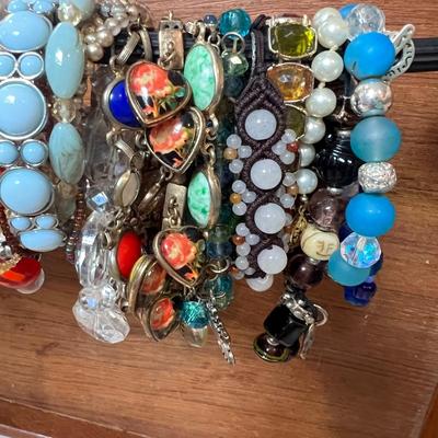 Big Lot Bracelets - Beads, Cloisonne, Glass, Crystal