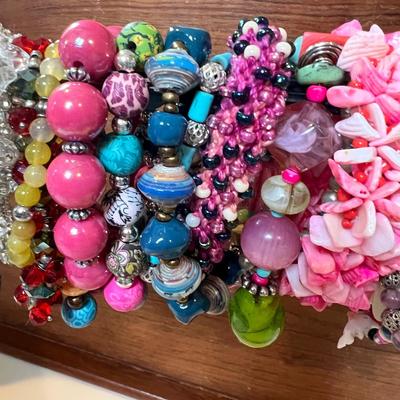 Big Lot Bracelets - Beads, Cloisonne, Glass, Crystal