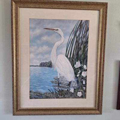 Framed White Heron