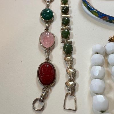 Bracelet Lot - Scarab, Cloisonne, Fresh Water Pearls