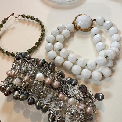 Bracelet Lot - Scarab, Cloisonne, Fresh Water Pearls