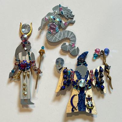 Designer Vintage Brooches Signed Liztech 1990, 1991