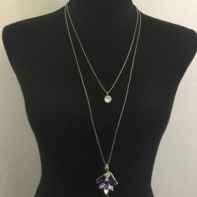 Layered silver, toned, crystal fairy necklace