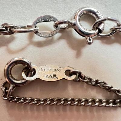 3 Large Sterling Silver Pendant Necklaces - 67 Grams