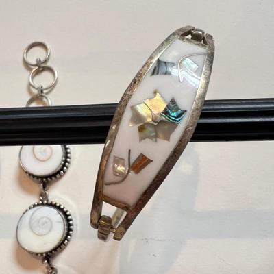 Sterling Silver Pearl, Abalone, Cloisonne Jewelry Lot