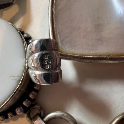 Sterling Silver Pearl, Abalone, Cloisonne Jewelry Lot