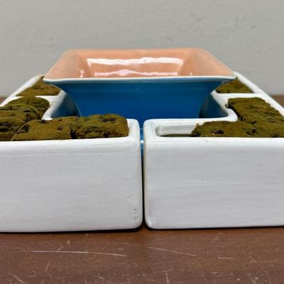 Three Piece Catalina Pottery Centerpiece for flower arranging fits together like a puzzle