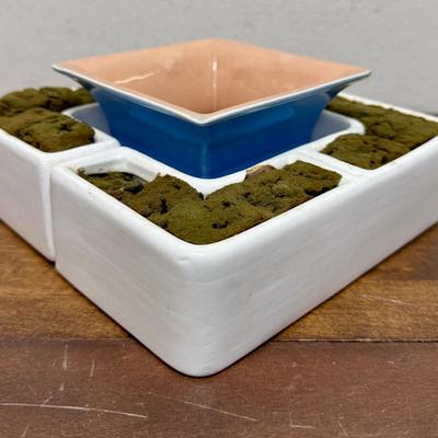Three Piece Catalina Pottery Centerpiece for flower arranging fits together like a puzzle