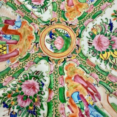 Antique c1880 Large Oval Chinese Export Rose Medallion Footed Centerpiece Bowl