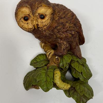 Vintage Chalkware Owl Wall Plaque