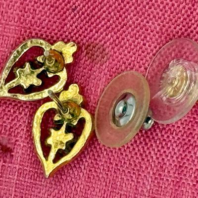 Vintage gold tone and purple-red rhinestones