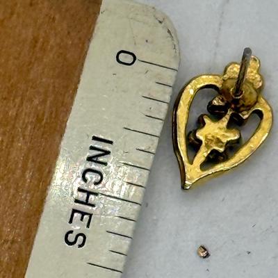 Vintage gold tone and purple-red rhinestones