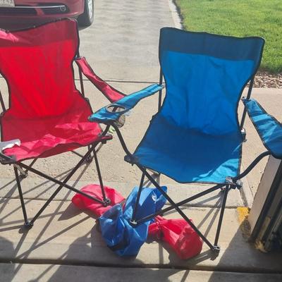 TWO FOLDING CAMPING CHAIRS WITH CARRY BAGS