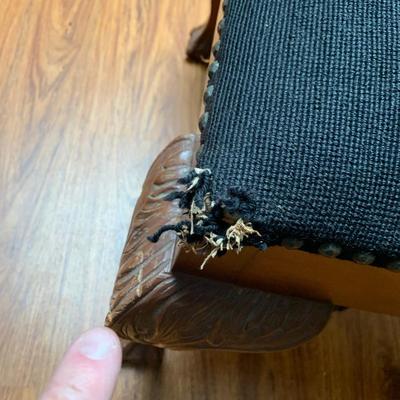 Large Antique Needle Point Foot Stool