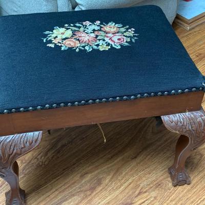 Large Antique Needle Point Foot Stool