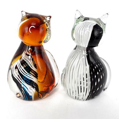 Lot of 6 Blown Glass Cat Figures