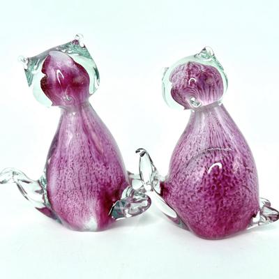 Lot of 6 Blown Glass Cat Figures