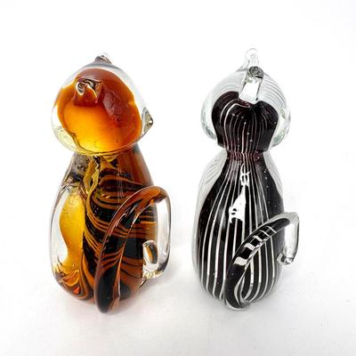 Lot of 6 Blown Glass Cat Figures