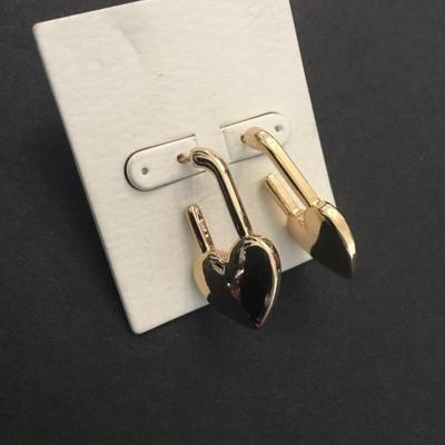 Very nice unique heart shaped safety pin, gold tone earrings