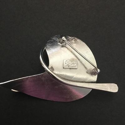 Vintage Coro signed Silver tone Pegasus space age swirl brooch