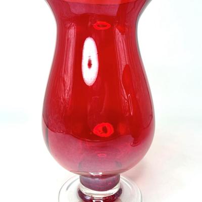 Set of 2 Vintage Ruby Red Crystal Vase/Candle Holders