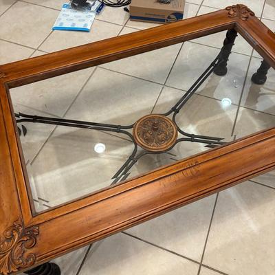 Sale Photo Thumbnail #218: Up for grabs is this trio that includes three gorgeous coordinating tables - two end tables (each is a different shape and size) and one coffee table.  These are heavy and sturdy!  They are well made and previously loved in excellent used condition.  Very