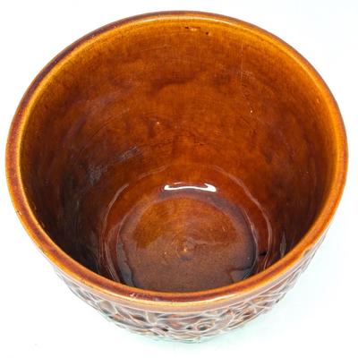 Vintage McCoy Brown and Aqua Floral Flower Pot