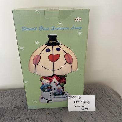 Sale Photo Thumbnail #231: Stained glass snowman lamp will add holiday cheer to any room!