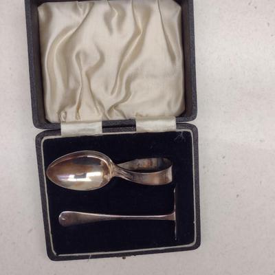 Vintage Sterling Silver Baby Spoon and Pusher- Approx Total Weight 31 Grams