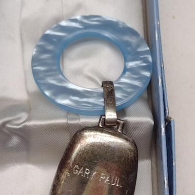 Vintage WEB Sterling Silver Baby Rattle and Teething Ring