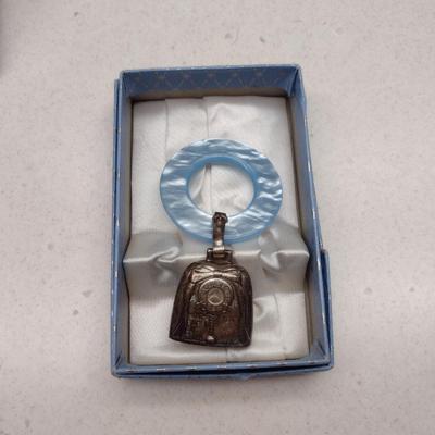 Vintage WEB Sterling Silver Baby Rattle and Teething Ring