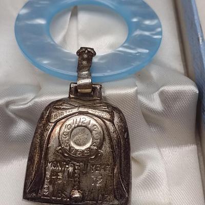 Vintage WEB Sterling Silver Baby Rattle and Teething Ring