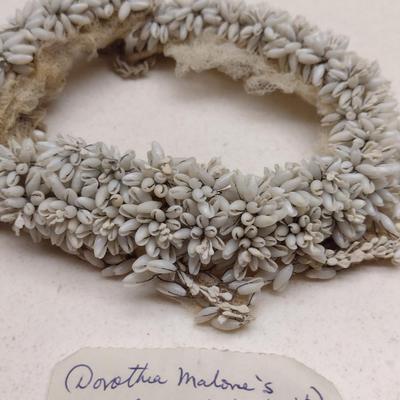 Antique Hand Strung Shell Head Band for Bridal Veil