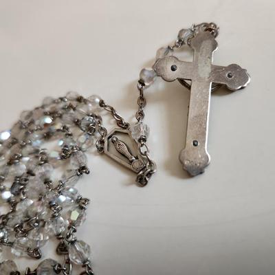 Crystal Bead Rosary with Sterling Medal