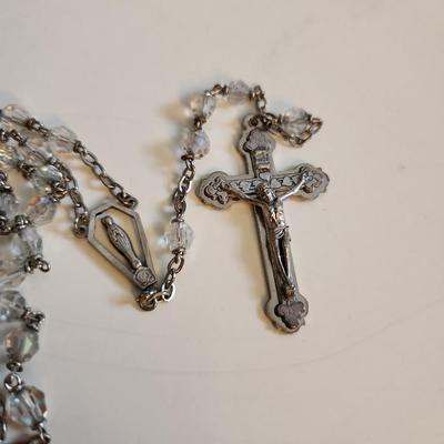 Crystal Bead Rosary with Sterling Medal
