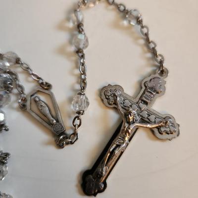 Crystal Bead Rosary with Sterling Medal