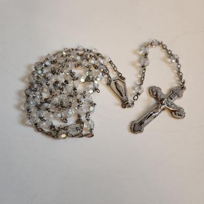 Crystal Bead Rosary with Sterling Medal