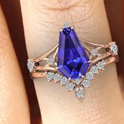 Coffin Cut Natural Tanzanite Gemstone Ring