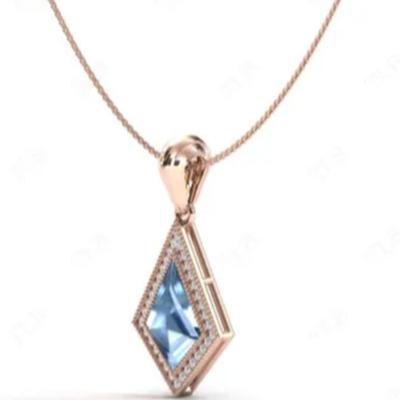 Kite Cut Natural Aquamarine Halo Necklace