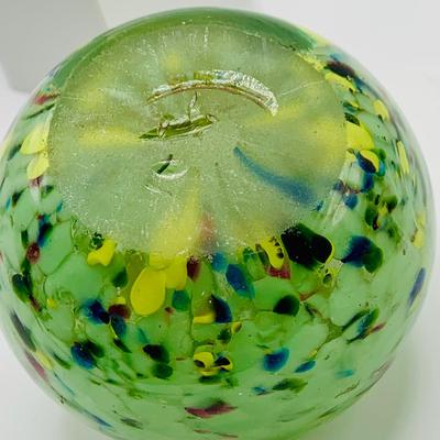 LOT 3: Collection of Three (3) Vintage Art Glass Paperweights Featuring a Dragonfly Floral Design and Confetti Style Designs