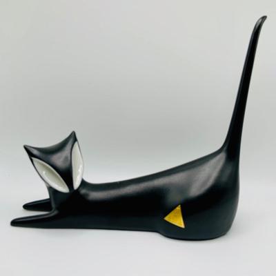 LOT 4: Set of Two (2) Royal Dux Bohemian Blacks Cats, C.mielow White Cat Figure and Black Cat Saucer