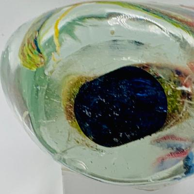 LOT 5: Art Glass Aquarium Paperweight, Maurano Style Art Glass Cat with Goldfish and a Princess House Art Glass Cat