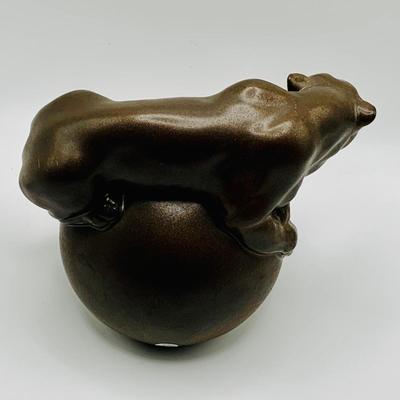 LOT 6: Lladro Panther on a Ball Figurine