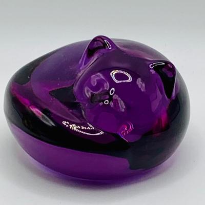 LOT 7: Collection of Three (3) Glass/Crystal Cozy Curled Up Cats